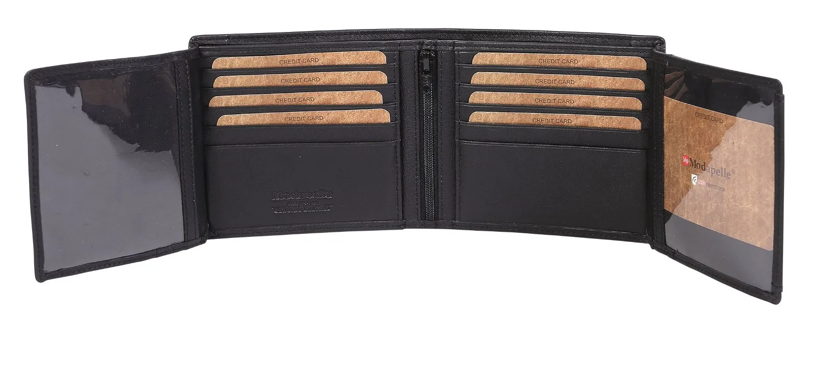 Modapelle - MENS VINTAGE RFID LEATHER WALLET BLACK