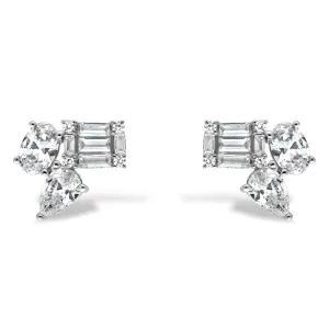 MULTISTONED CHARMING STUD SILVER EARRING