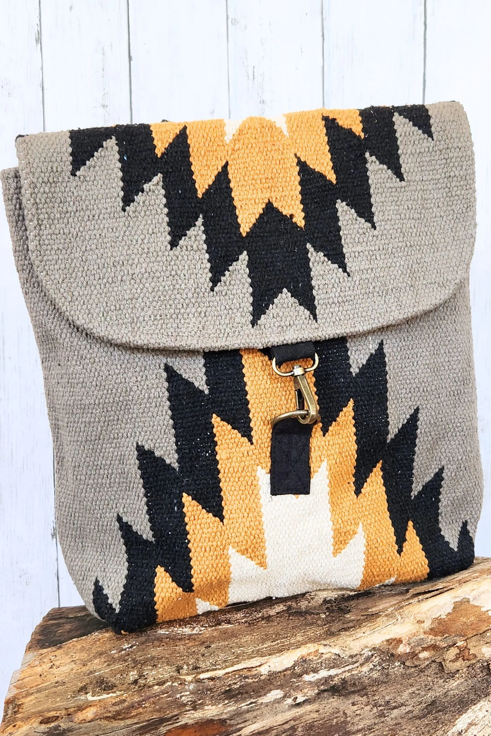 Mustard & Gray Aztec Backpack