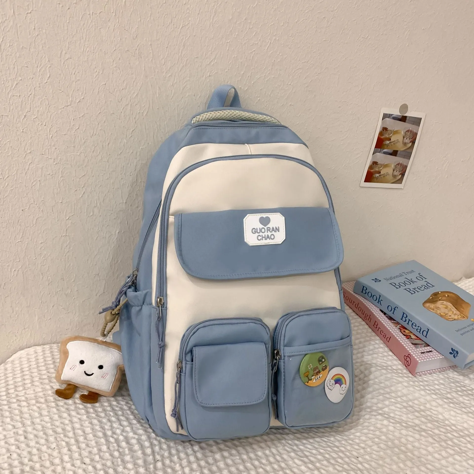 New Cute Korean College Ins Schoolbag Female Large Capacity Primary and Secondary School Students Strong Durable Wide Shoulder Strap Backpack