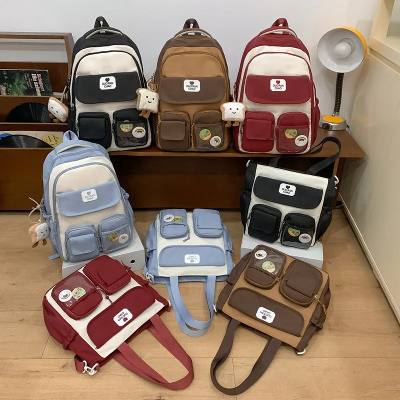 New Cute Korean College Ins Schoolbag Female Large Capacity Primary and Secondary School Students Strong Durable Wide Shoulder Strap Backpack