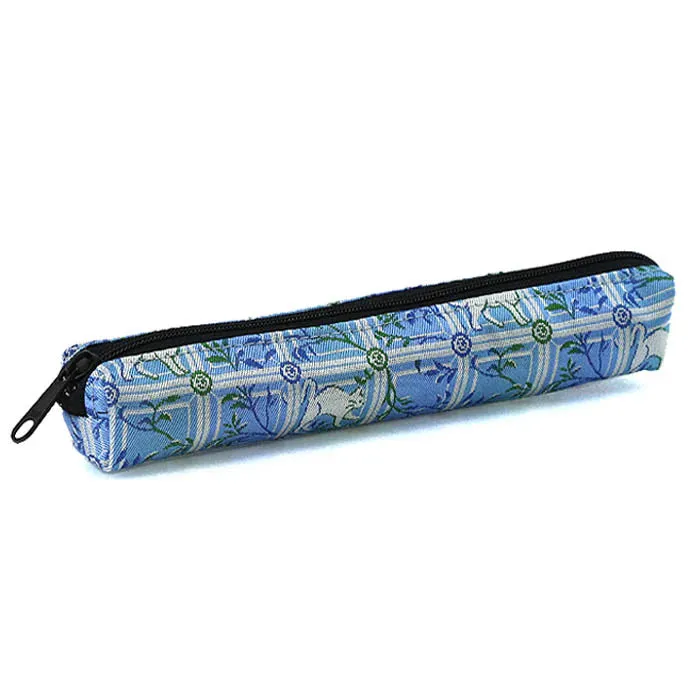 Nishijin-ori Pencil Case - Cats in Jewelry Choker / Blue - ,  Made in Kyoto, Japan,  Japanese traditional craft pen case