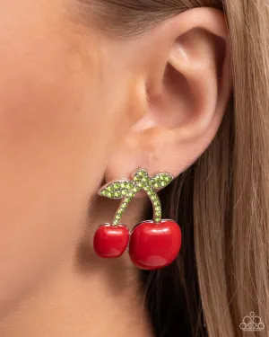 Paparazzi Earring ~ Charming Cherries - Red