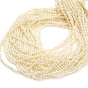 Pearl Potato 3mm Smooth Round Bead Strands