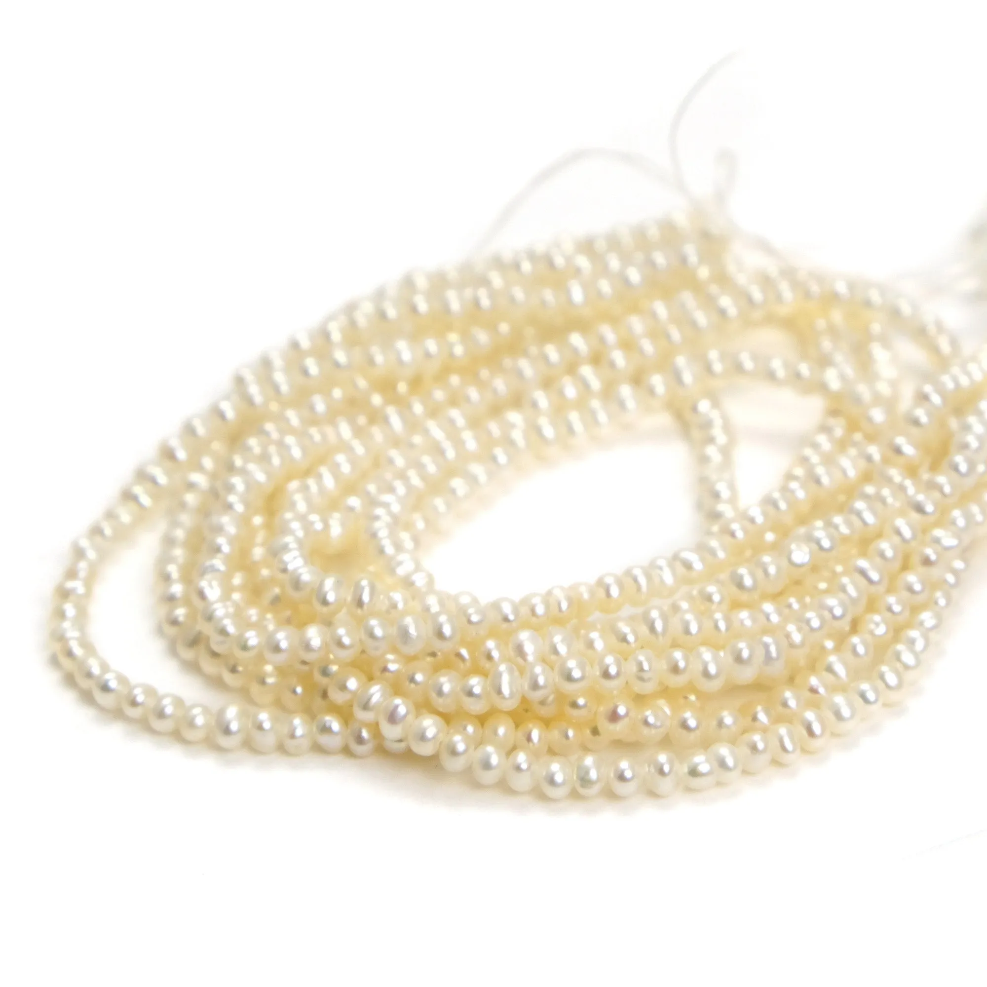 Pearl Potato 3mm Smooth Round Bead Strands