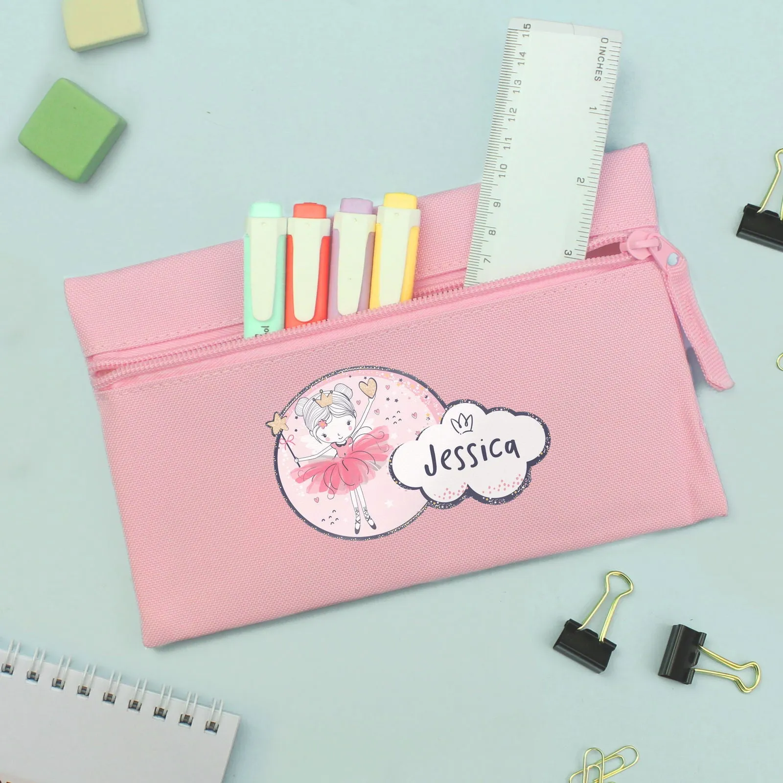 Personalised Fairy Princess Pink Pencil Case