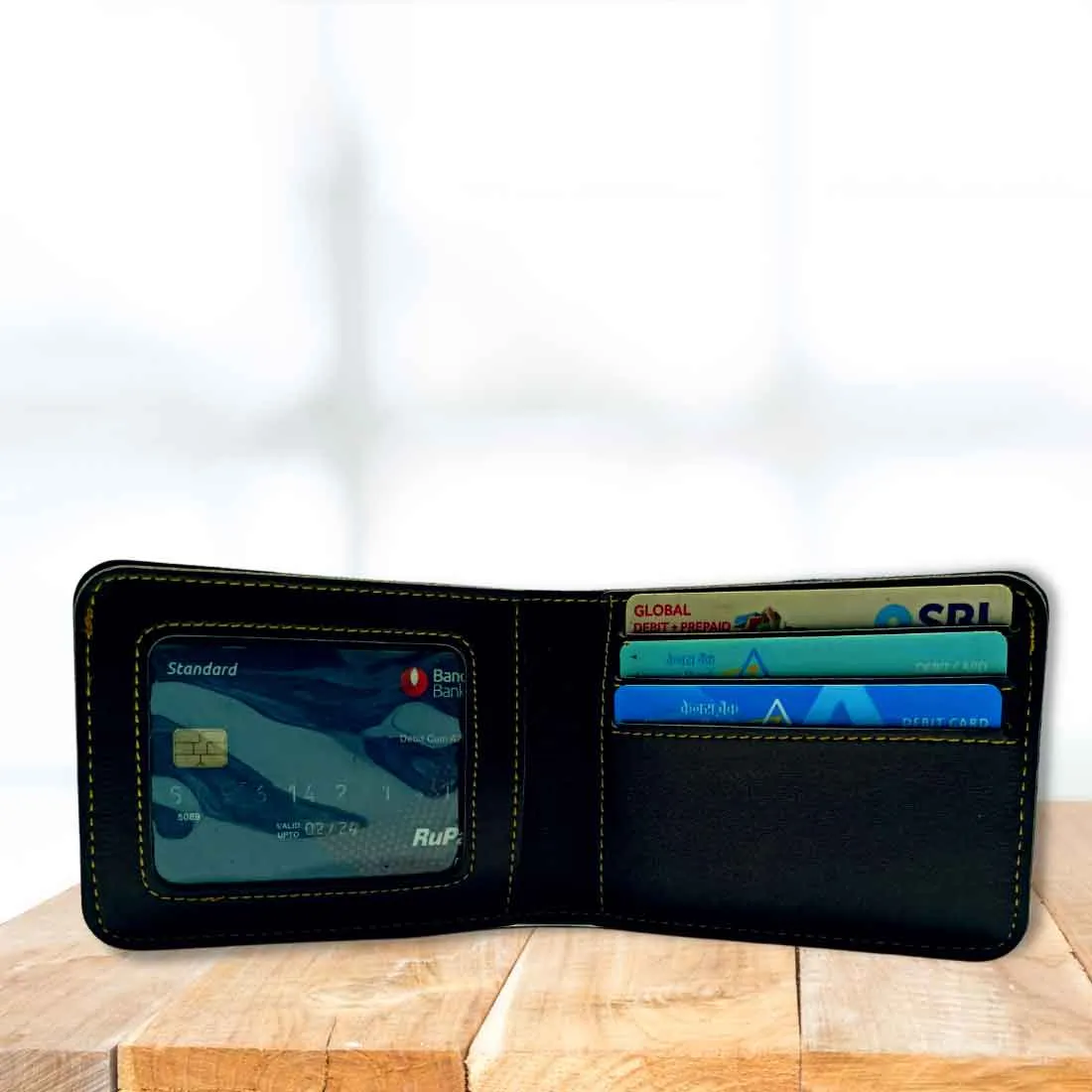 Personalised Wallet for Him Men Black Purse - Airplane