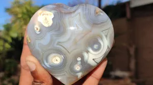 Polished Stunning Agate Gemstone Hearts x 6 From Madagascar