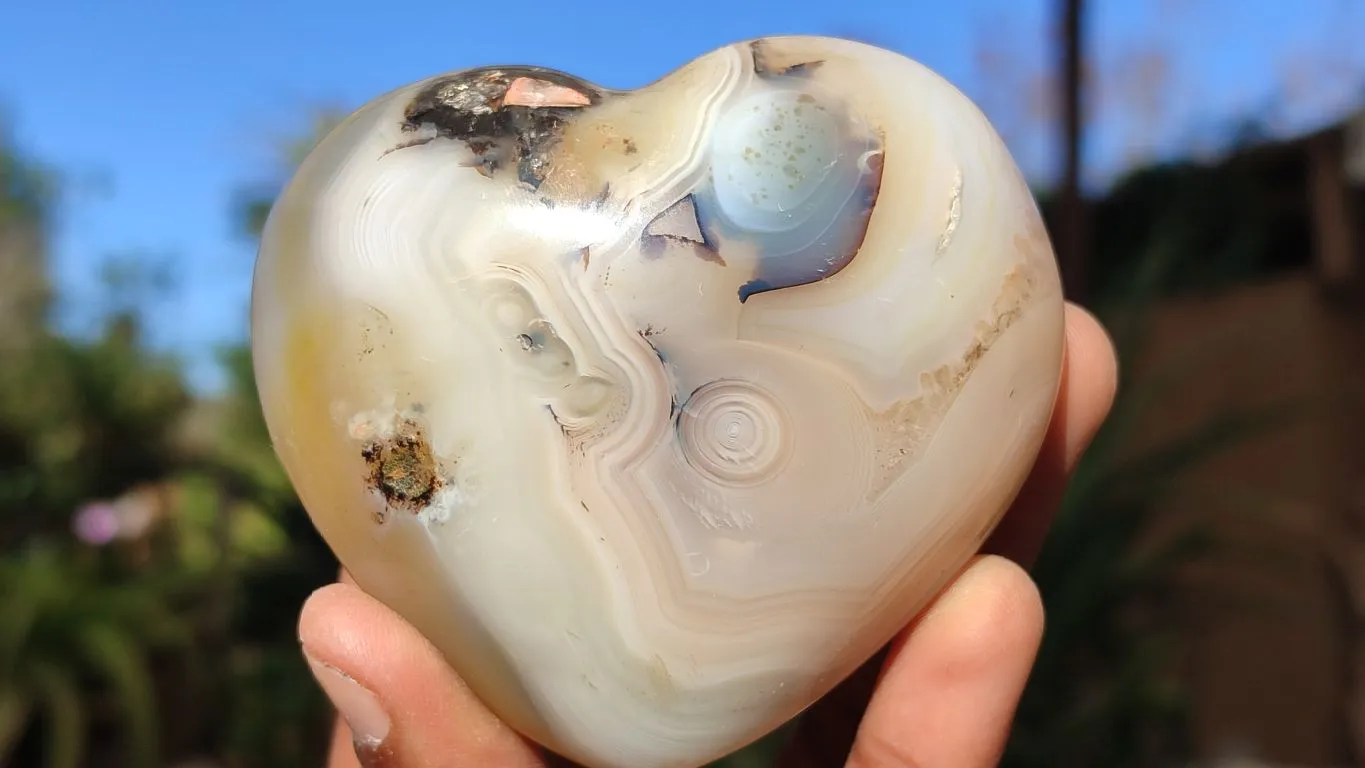 Polished Stunning Agate Gemstone Hearts x 6 From Madagascar