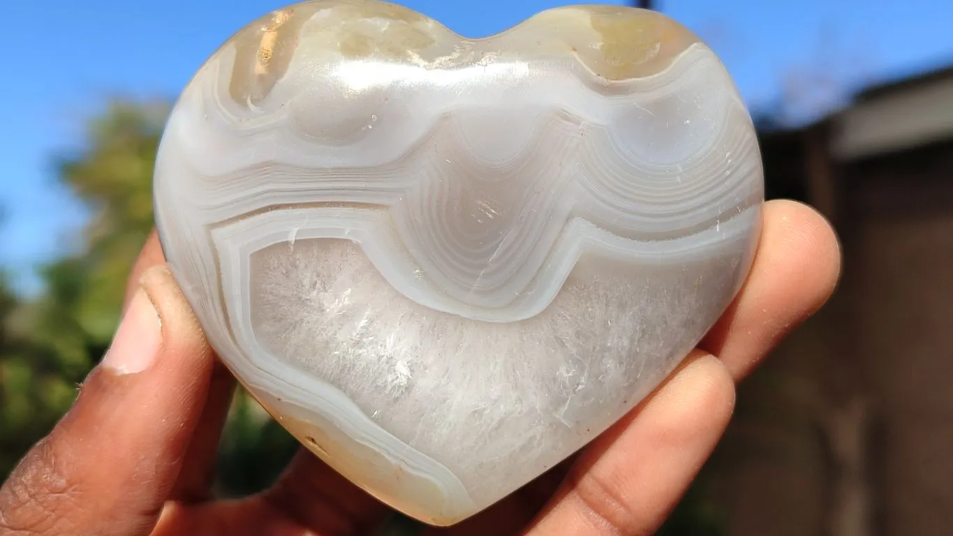 Polished Stunning Agate Gemstone Hearts x 6 From Madagascar