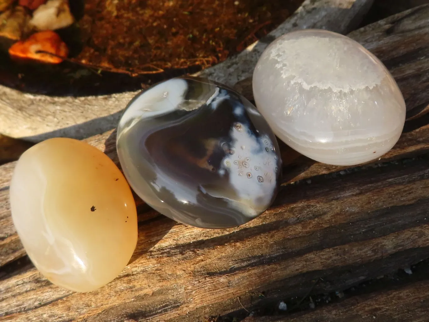 Polished Stunning Banded Agate Palm Stones  x 12 From Madagascar