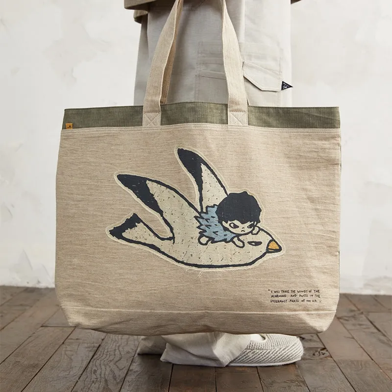 POPMART Hirono Living Wild Flying Bird Tote Bag Limited Edition (Beige) NEW