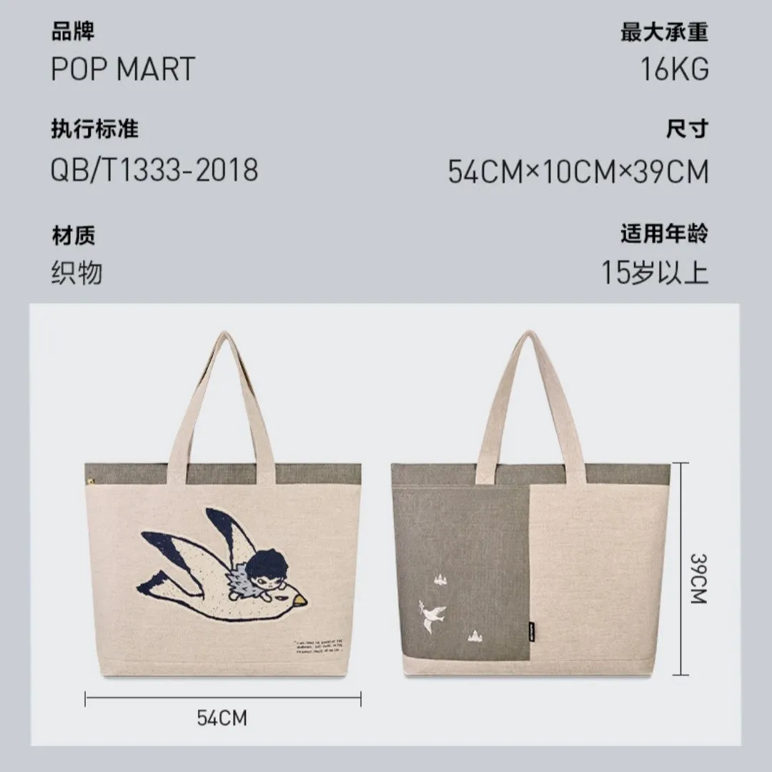 POPMART Hirono Living Wild Flying Bird Tote Bag Limited Edition (Beige) NEW