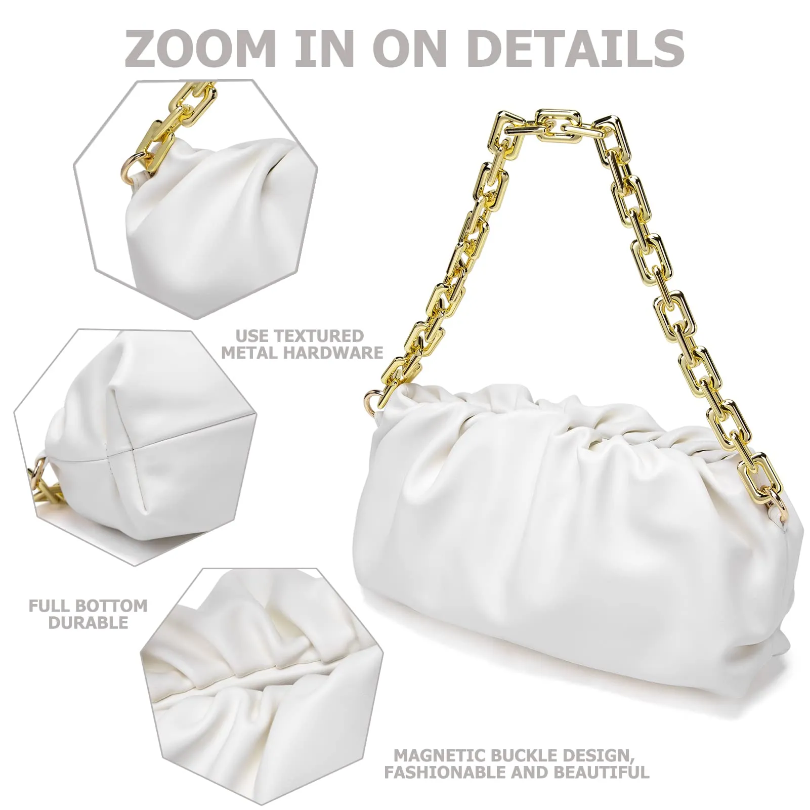 Portable Cloud Clip Mouth Bag Dumpling Bag Underarm Bag