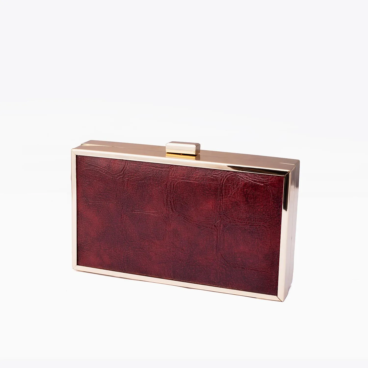 Rangoon Minaudiere Clutch Bag Maroon Golden