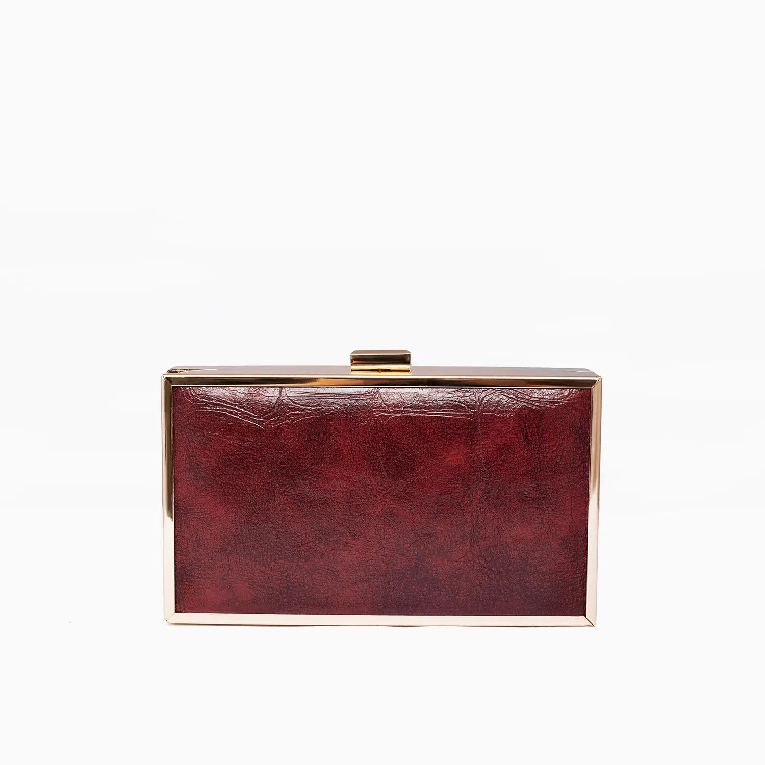 Rangoon Minaudiere Clutch Bag Maroon Golden