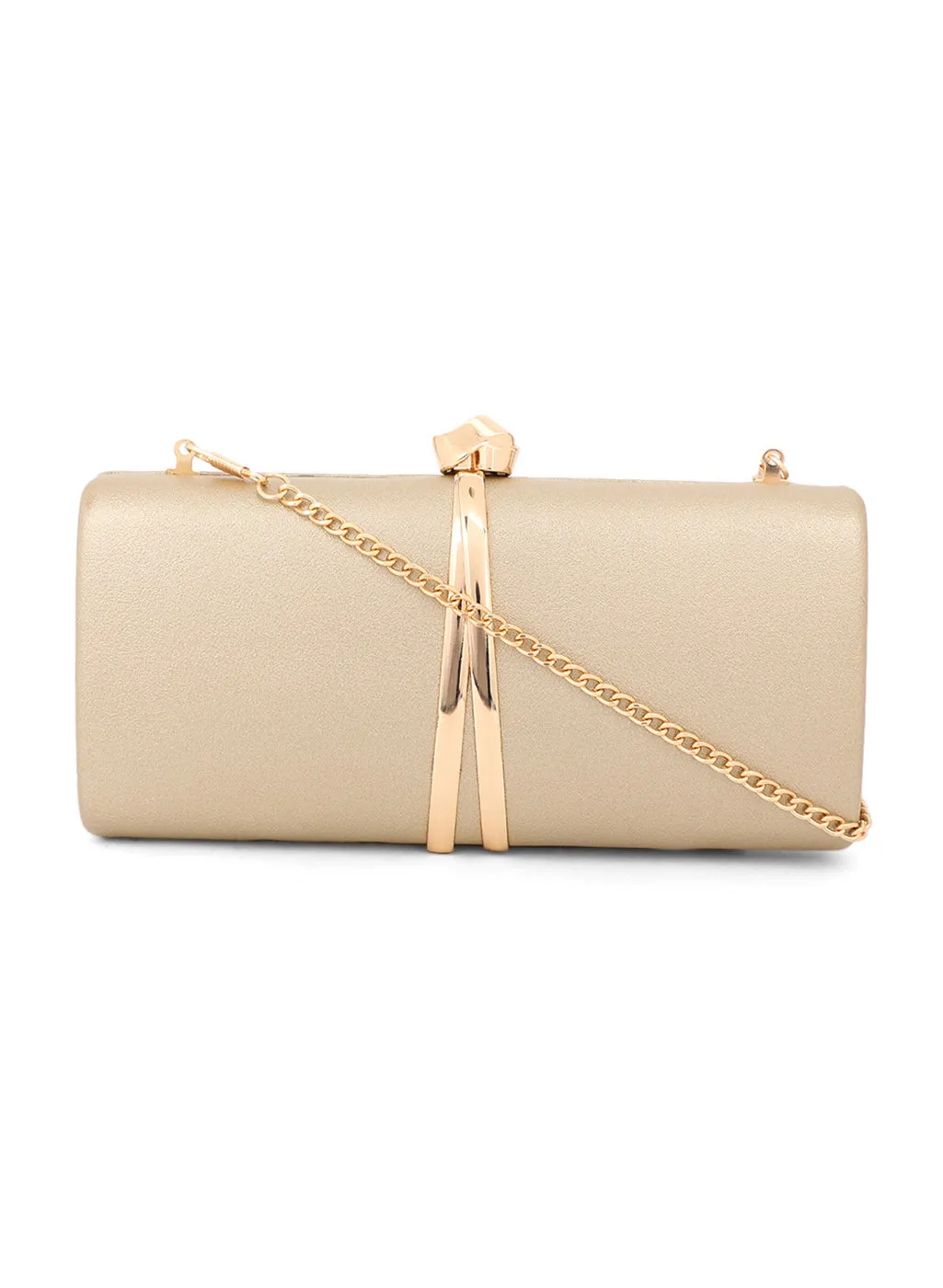 Rectangular Golden Color Clutch