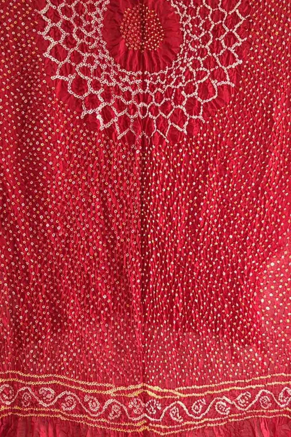 Red Bandhani Pure Gajji Silk Dupatta