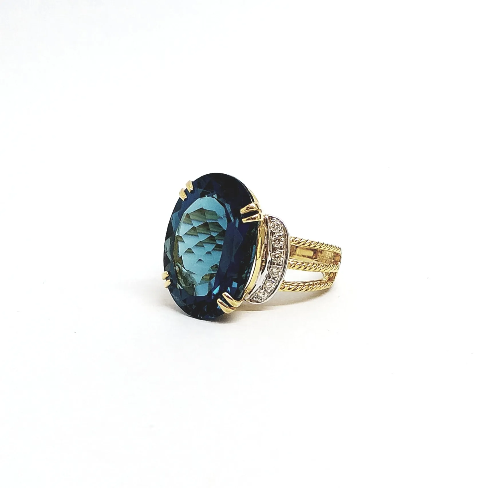 Ring with Hampton Blue Topaz and Diamonds