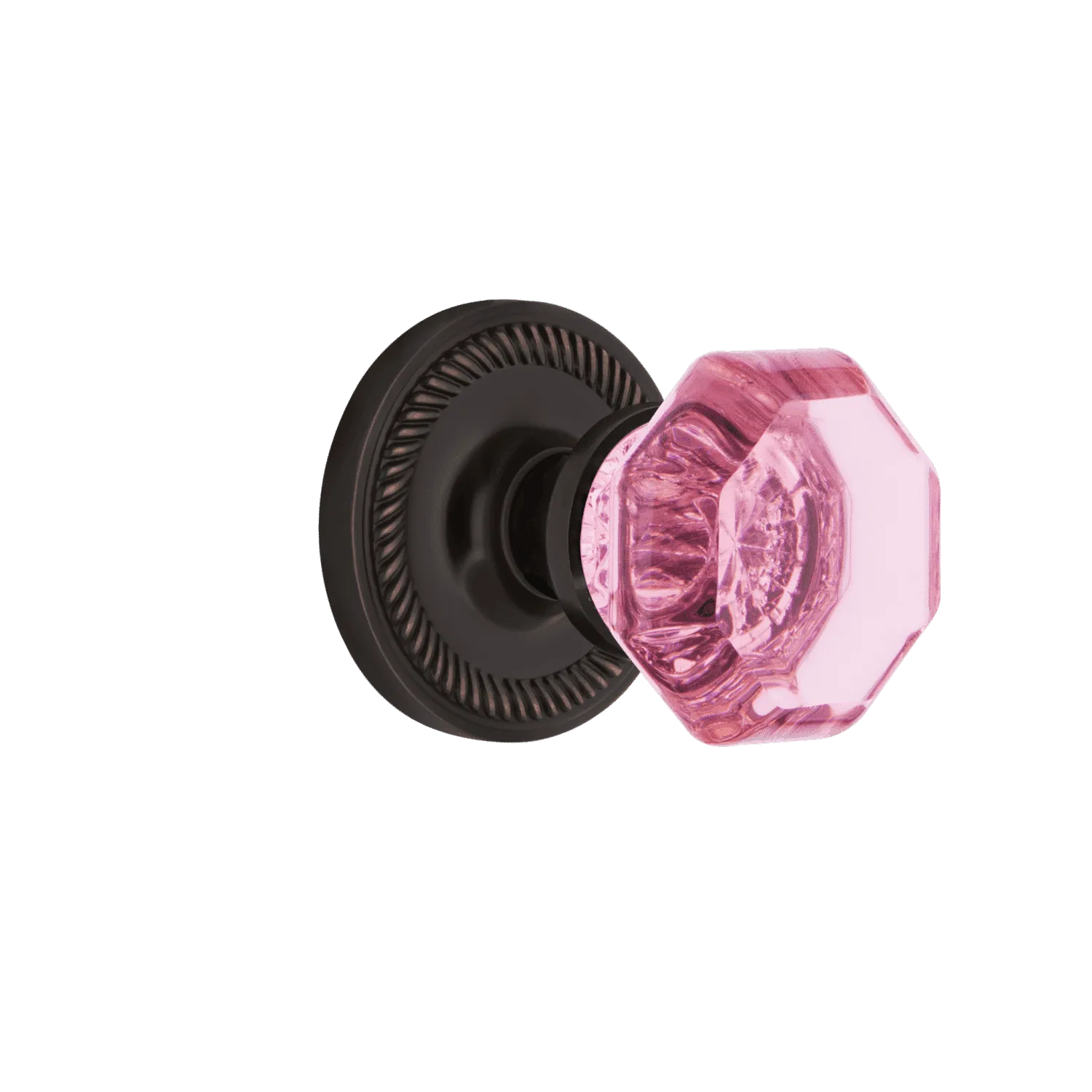 Rope Rosette with Pink Waldorf Knob in Timeless Bronze