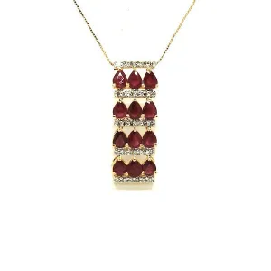 Ruby And Diamond 3row Parallel Pendant Ad No.0978