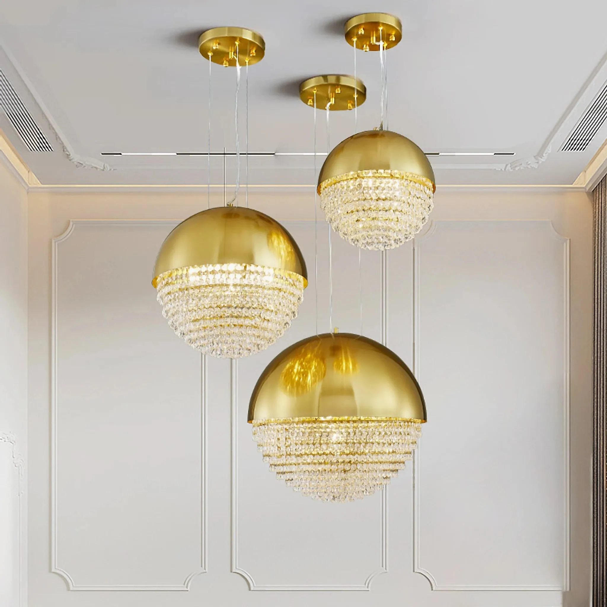 Sestri Levante | Stunning Gold Crystal Ball Chandelier