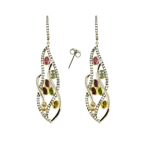 Stunning CZ Tourmaline Designer Silver Earrings - Shop Now