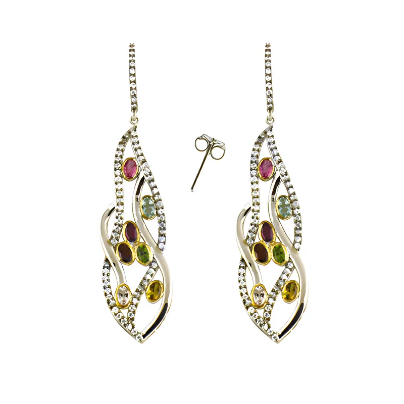 Stunning CZ Tourmaline Designer Silver Earrings - Shop Now