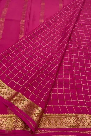 Stunning Pink Handloom Silk Checks Saree