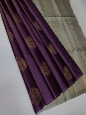 Stunning Purple Soft Silk Saree With Exquisite Blouse Piece