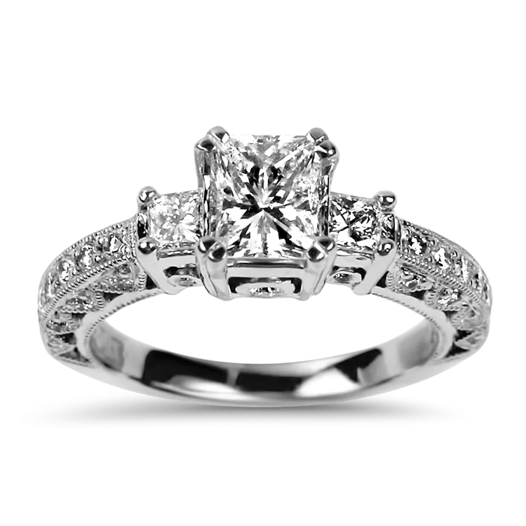 Tacori Estate Platinum Classic Crescent Princess-Cut Diamond Ring