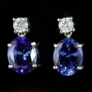 Tanzanite Diamond Earrings 18Ct White Gold