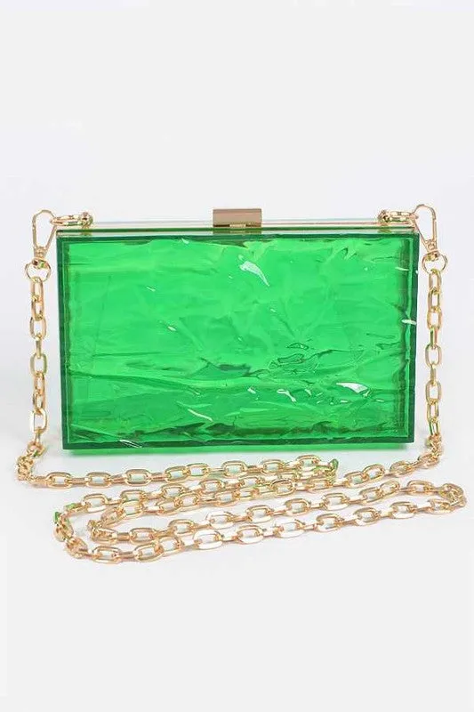 Textured Acrylic Transparent Box Clutch