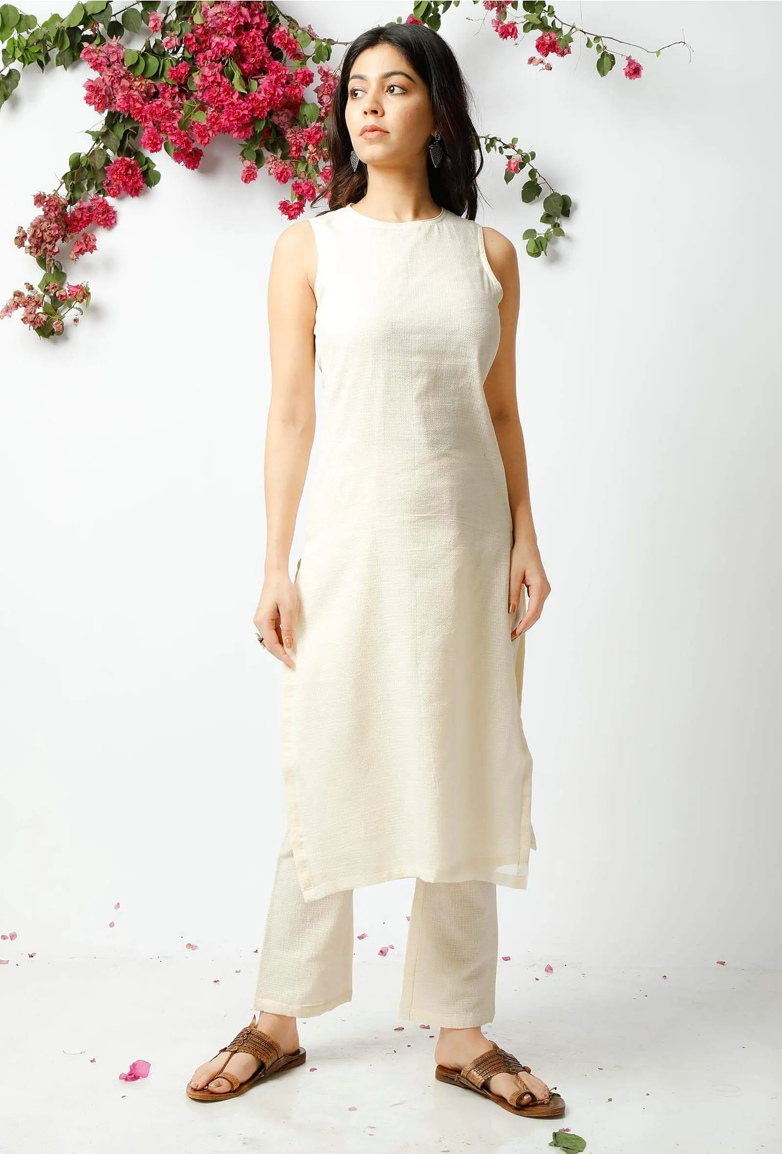 The Charming Off White Kota Kurta