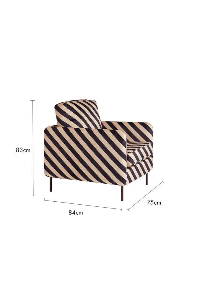 The Edie Sand and Black Stripe Armchair