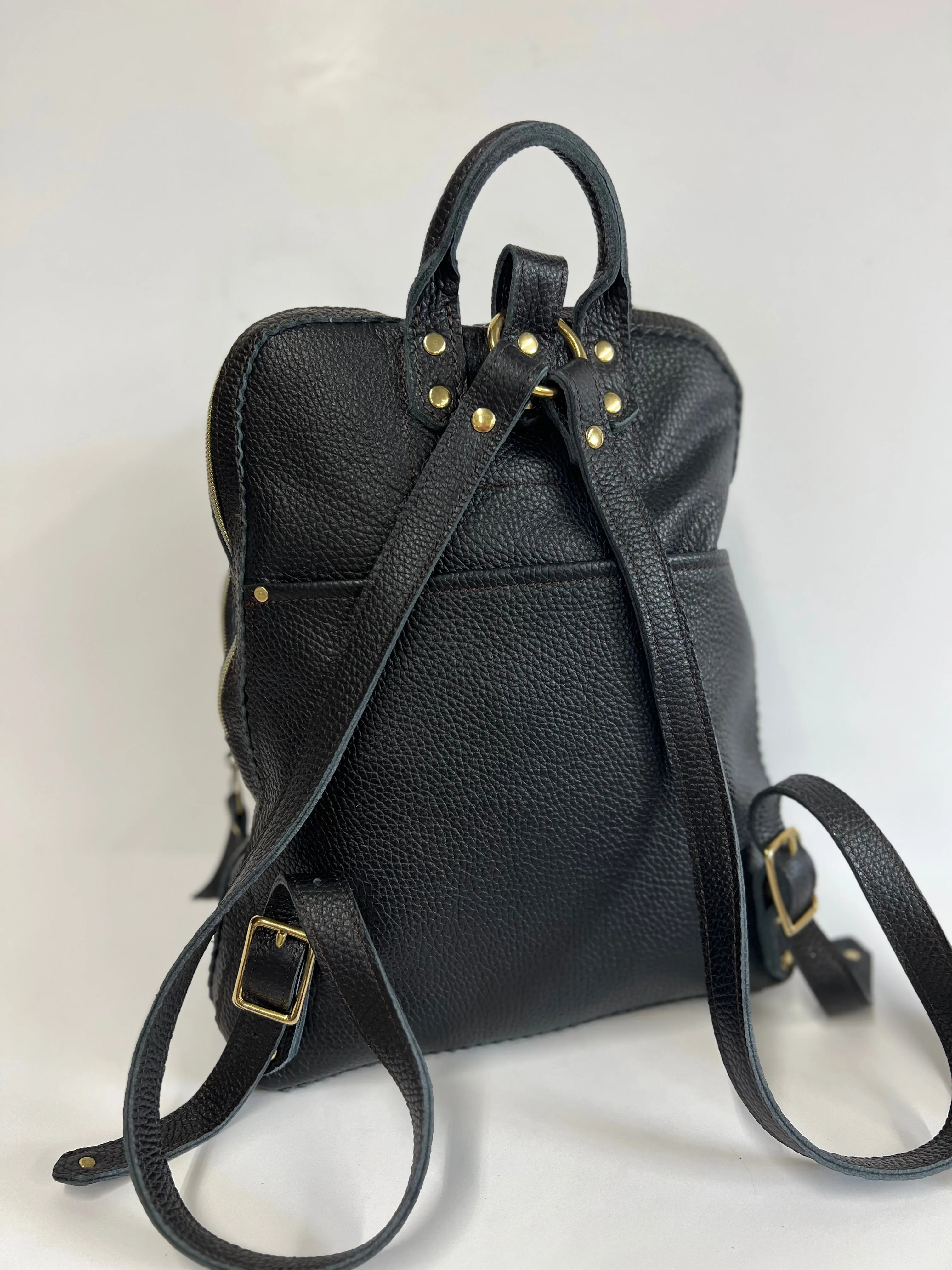 The Ginny Backpack in  Black Leather