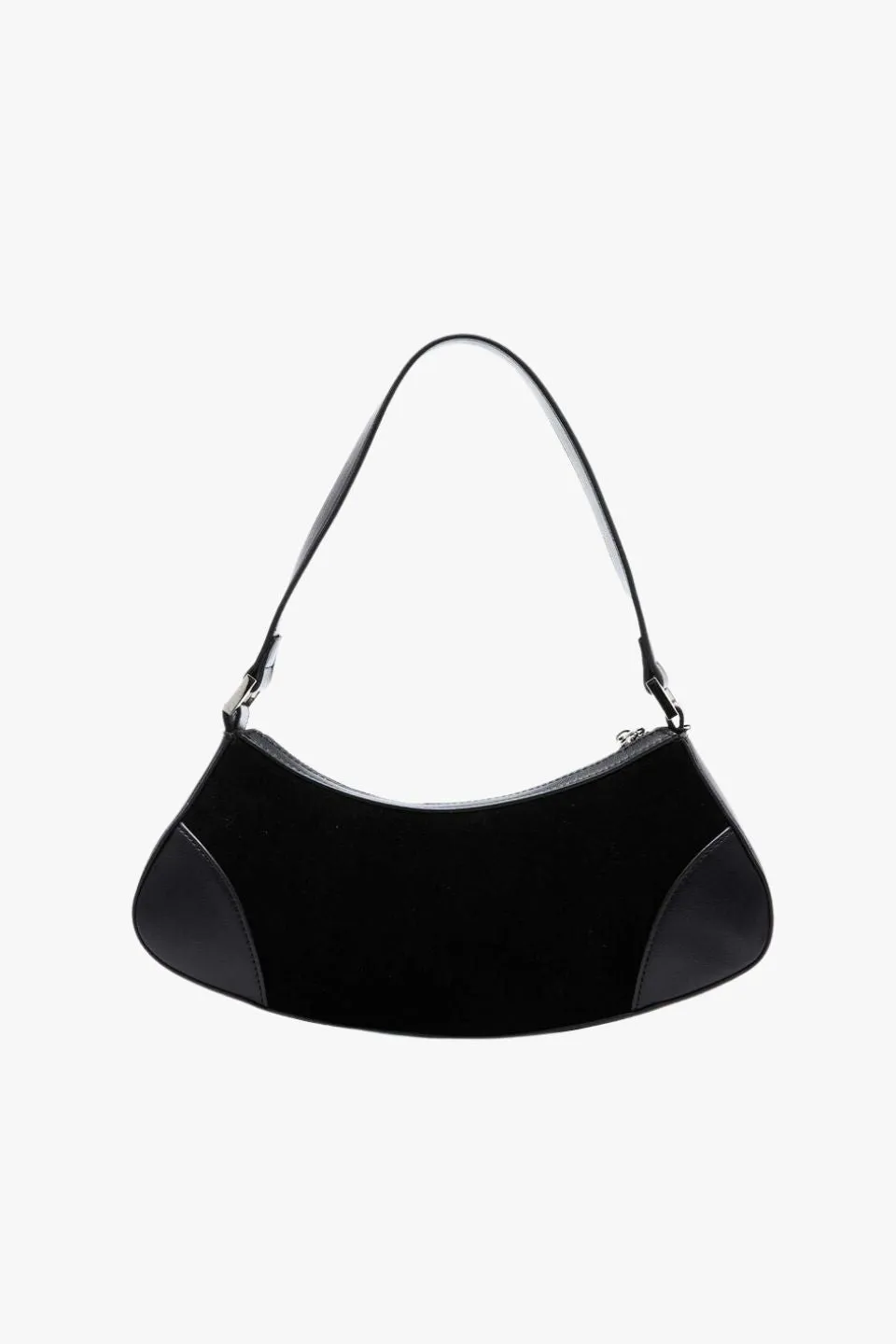 The Reggie Black Suede Leather Shoulder Bag