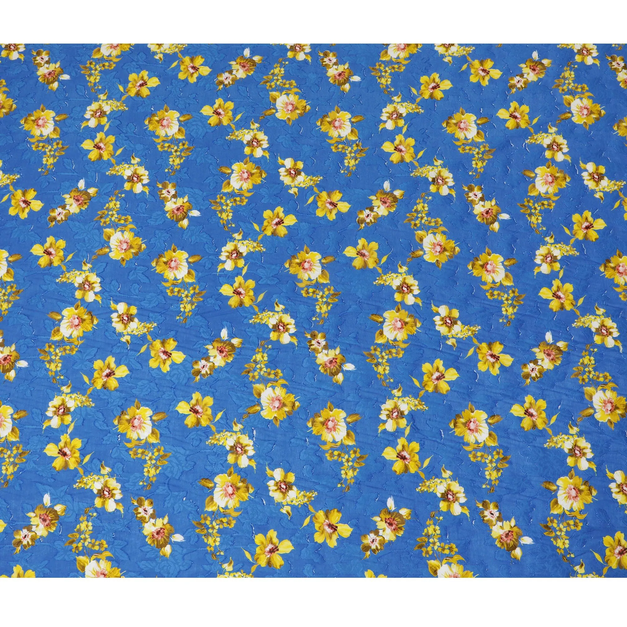 Uragiri Cotton Voile Fabric - Royal Blue with Sunny Blossom Print, 110 cm Width, Imported from Japan-D17724