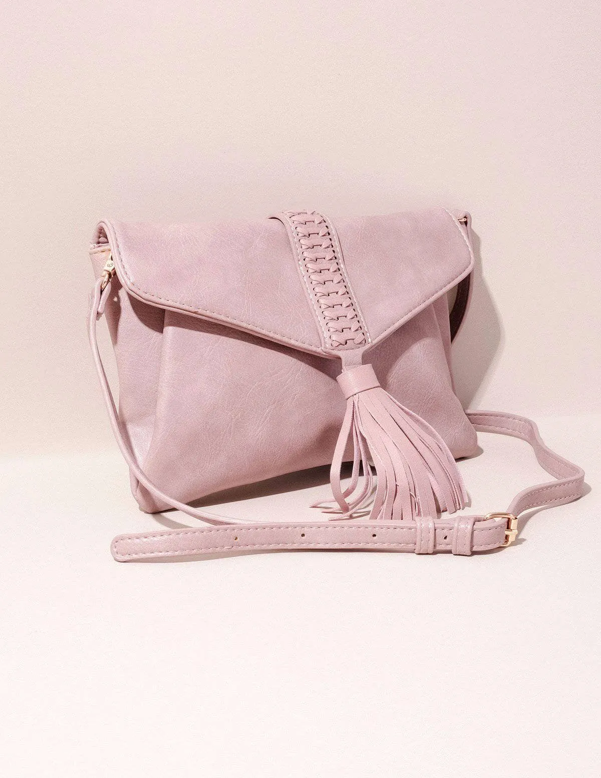 Vegan Leather Clutch/Crossbody Bag - Blush