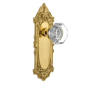 Victorian Long Plate with Waldorf Knob in Polished Brass