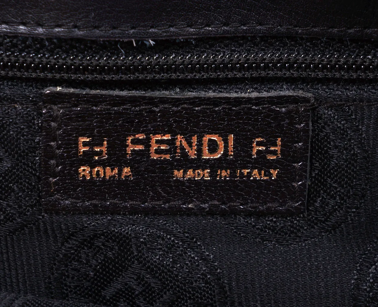 Vintage Clutch by Fendi with Fendi Logo - Black Leather Purse - Made in Italy