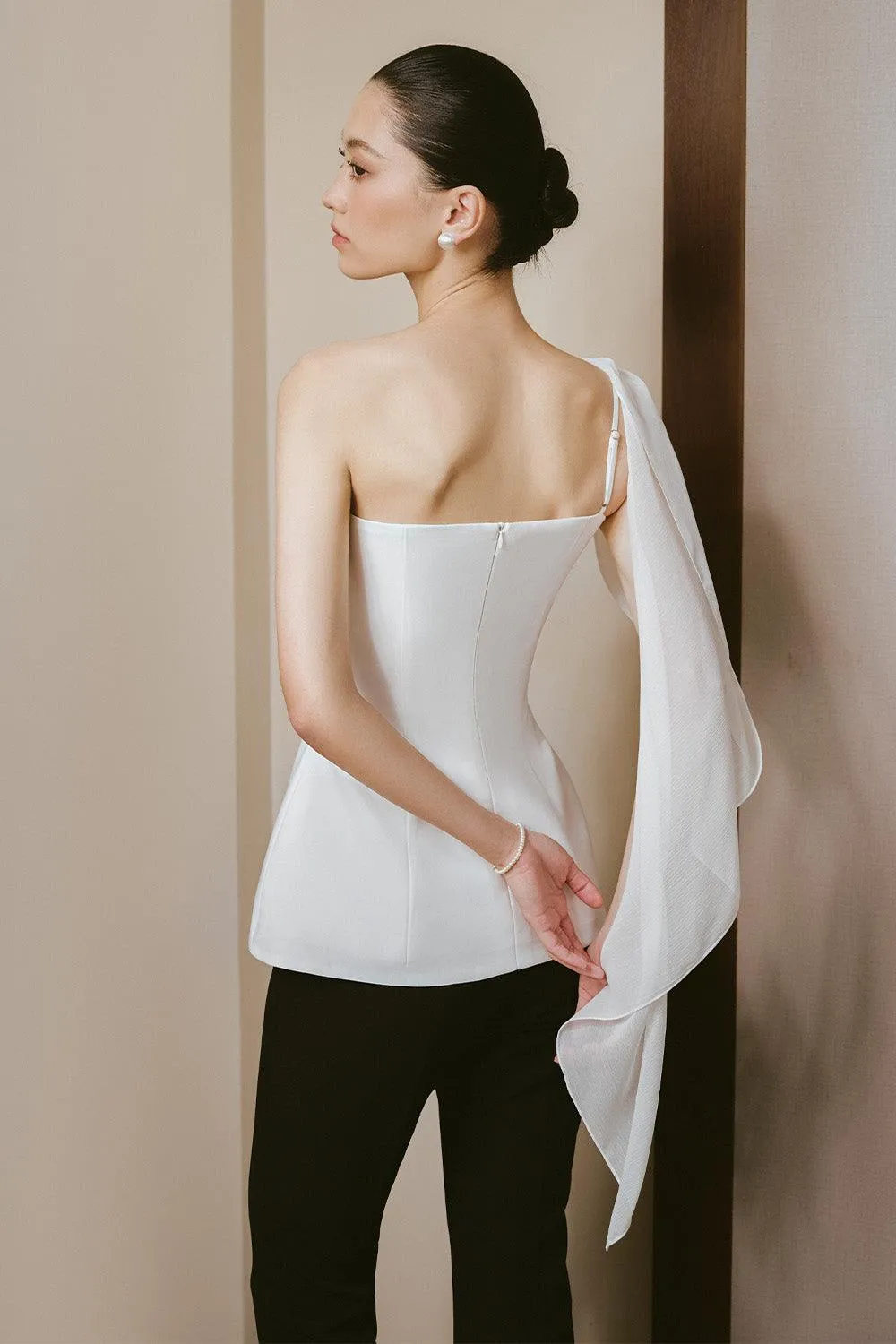 Virtus Peplum One Shoulder Cotton Spandex Top