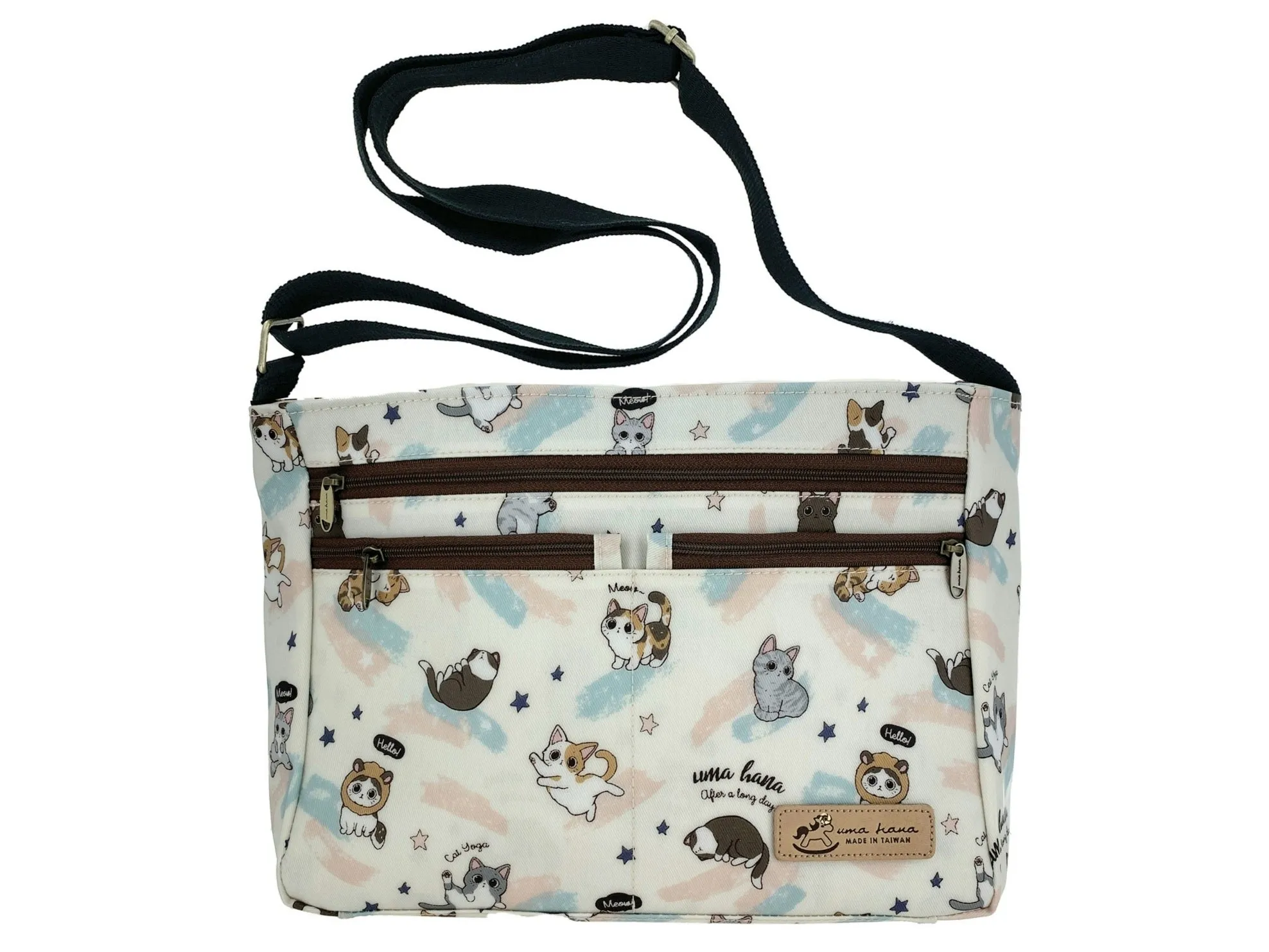 White Cat Yoga Five Zipper Crossbody